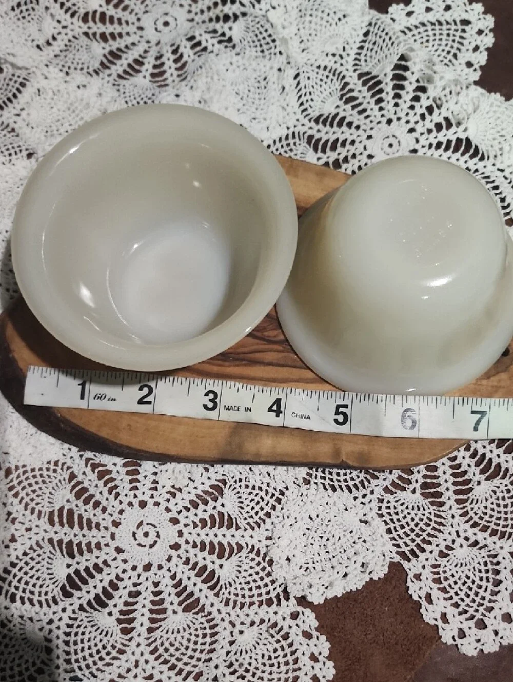 🟡 2 For $25 🟡 1940s Fire King Set of 2 Cream Glass Custard Cups